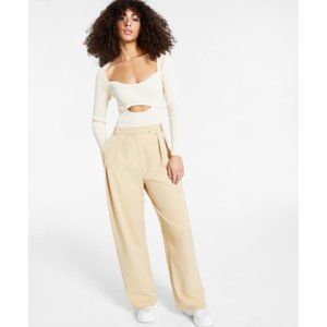 LEYDEN Ribbed Cutout Bodysuit Cream Size M